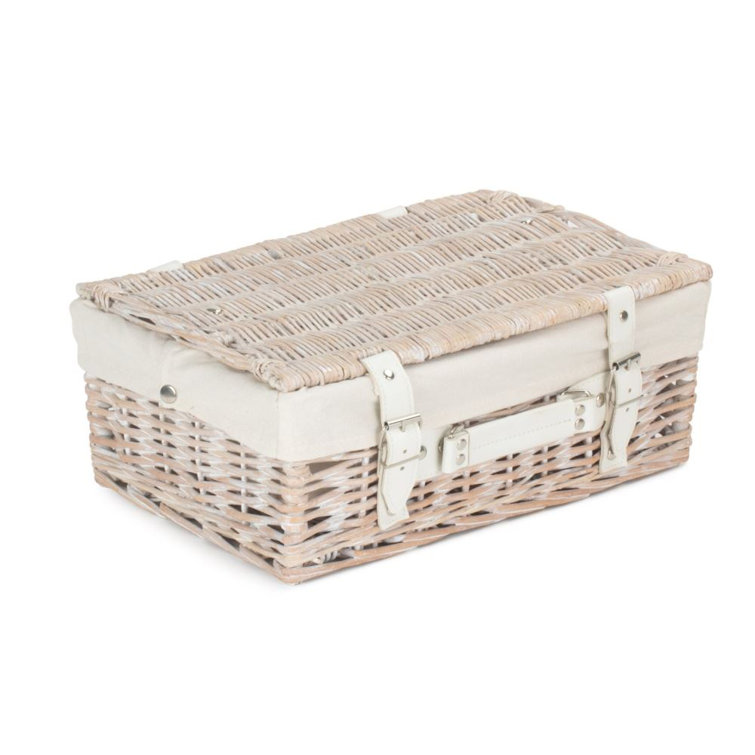 Bay Isle Home 35Cm White Wicker Picnic Basket With White Lining